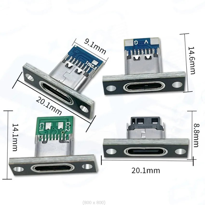 1-10pcs USB 3.1 Type C Socket With Screw fixing plate Type-C USB Jack 3.1 Type-C 2Pin 4Pin 5Pin 6Pin Female Connector Jack