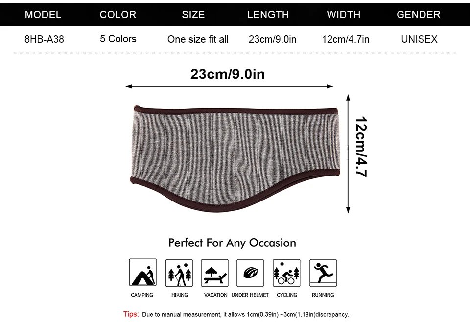 Winter Sport Sweatband Warm Headband Thermal Fleece Head Band Gym Ski Yoga Fitness Cycling Tennis Running Hair Bandage Men Women