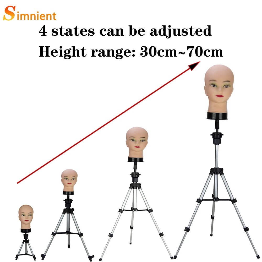 22/23''Training Mannequin Head Canvas Head For Wigs Making Wig Hair Brush With T Pin Wig Install Kit Adjustable Tripod Wig Stand