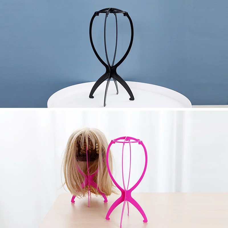Portable Plastic Wig Stand Collapsible Wig Holder Durable Wig Display 17x36cm Hair Display Tools Travel Wig Stand For Styling