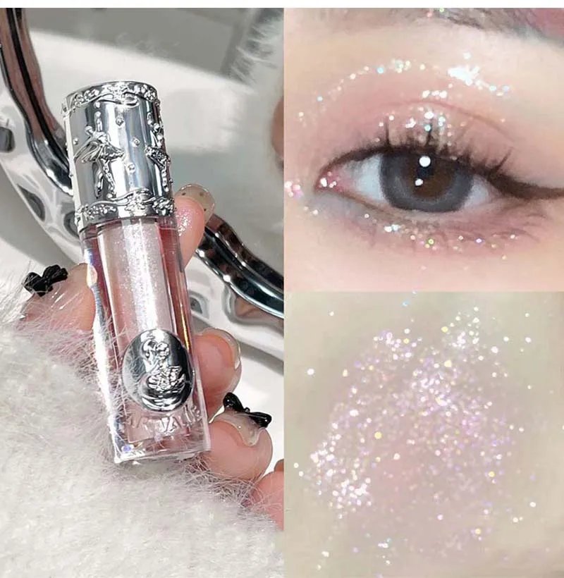 Liquid Eyeshadow Pearlescent Shimmer Long Lasting Monochrome Pearly Fine Sparkling Sequins Eye Shadow Highlighter Quick Drying