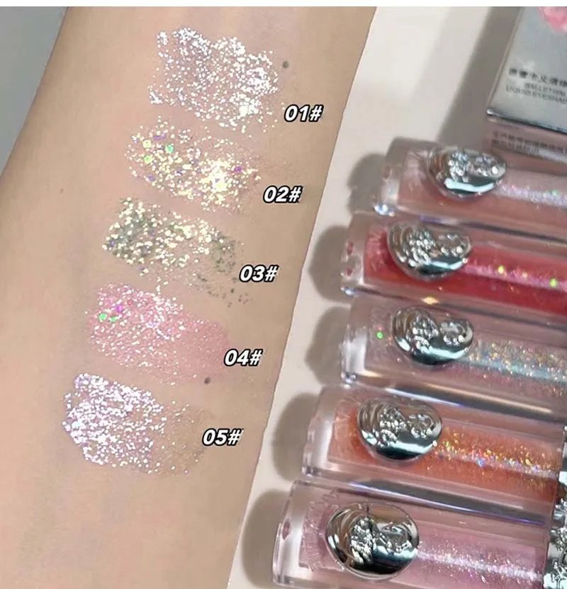 Liquid Eyeshadow Pearlescent Shimmer Long Lasting Monochrome Pearly Fine Sparkling Sequins Eye Shadow Highlighter Quick Drying