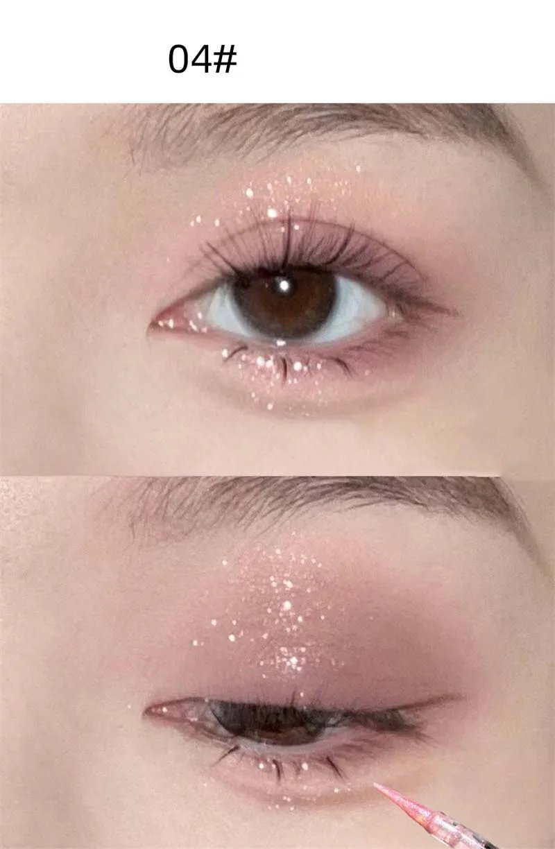 Liquid Eyeshadow Pearlescent Shimmer Long Lasting Monochrome Pearly Fine Sparkling Sequins Eye Shadow Highlighter Quick Drying