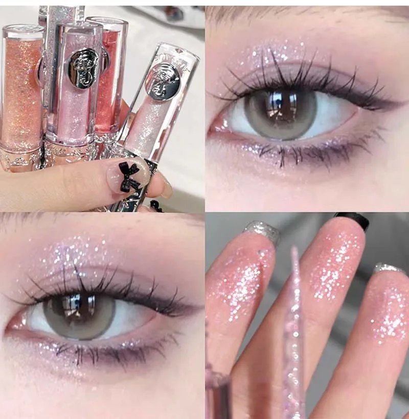 Liquid Eyeshadow Pearlescent Shimmer Long Lasting Monochrome Pearly Fine Sparkling Sequins Eye Shadow Highlighter Quick Drying