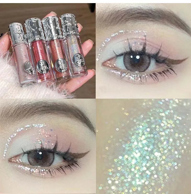 Liquid Eyeshadow Pearlescent Shimmer Long Lasting Monochrome Pearly Fine Sparkling Sequins Eye Shadow Highlighter Quick Drying