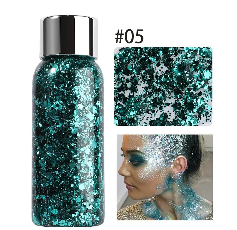 身体闪光凝胶亮片长效面部眼睛头发舞会派对美人鱼鳞片不易脱妆