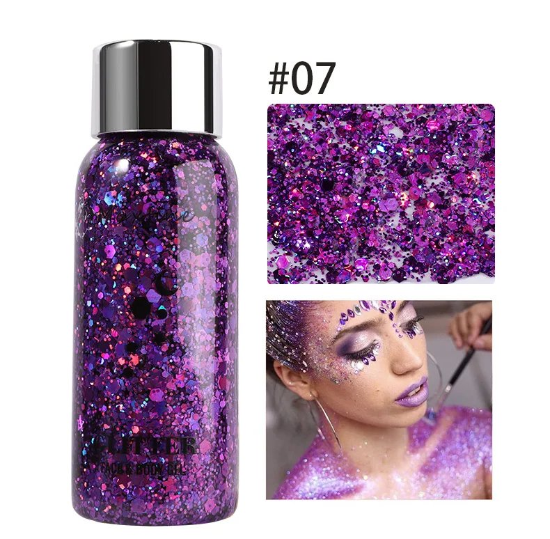 身体闪光凝胶亮片长效面部眼睛头发舞会派对美人鱼鳞片不易脱妆