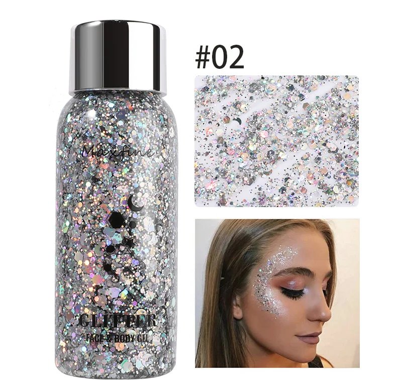 身体闪光凝胶亮片长效面部眼睛头发舞会派对美人鱼鳞片不易脱妆