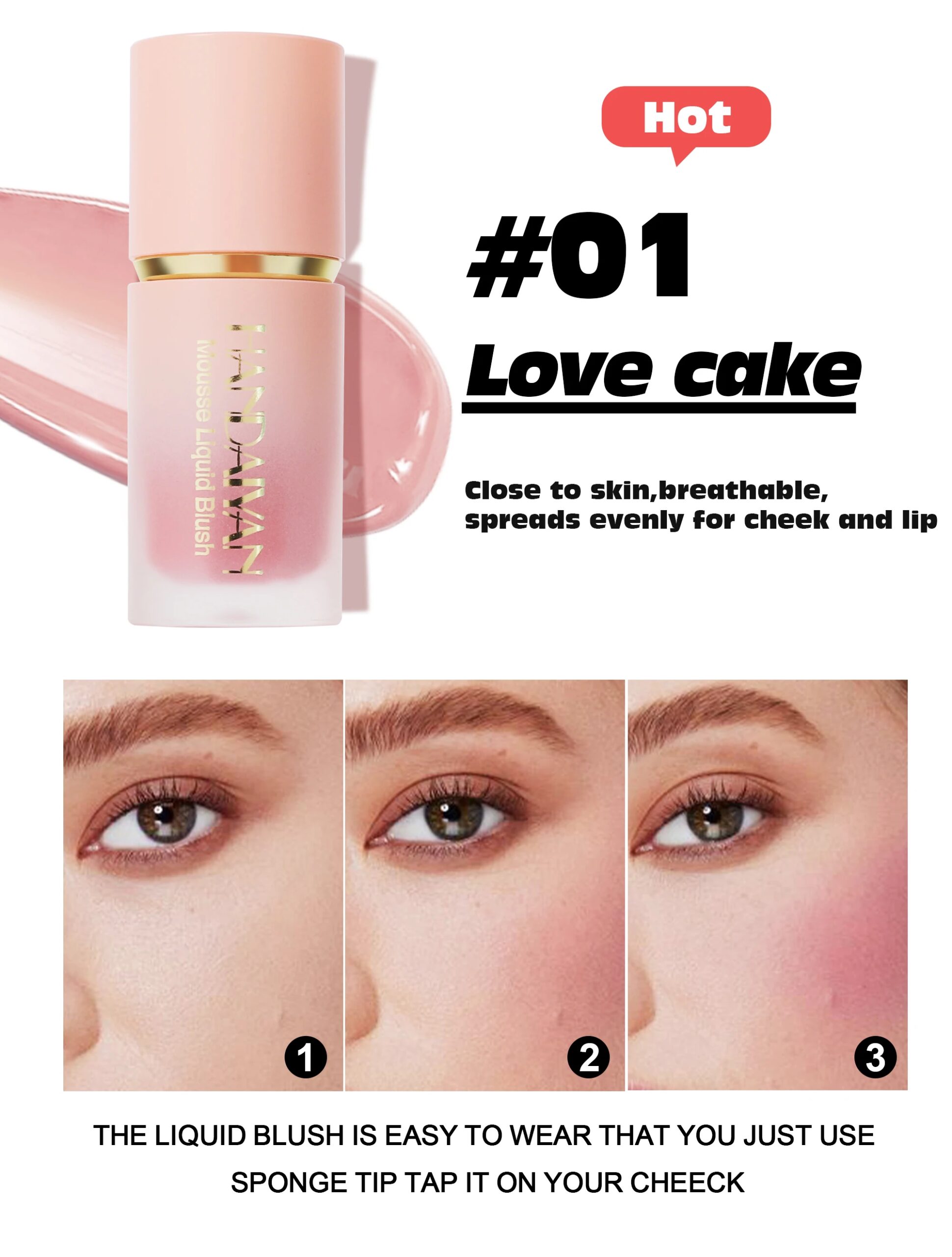 Handaiyan Matte Glitter Face Liquid Blusher Smooth Cheek Eye Mousse Blush Highlighter Stick Rouge Waterproof Contour Makeup Handaiyan Matte Glitter Face Liquid Blusher Smooth Cheek Eye Mousse Blush Highlighter Stick Rouge Waterproof Contour Makeup