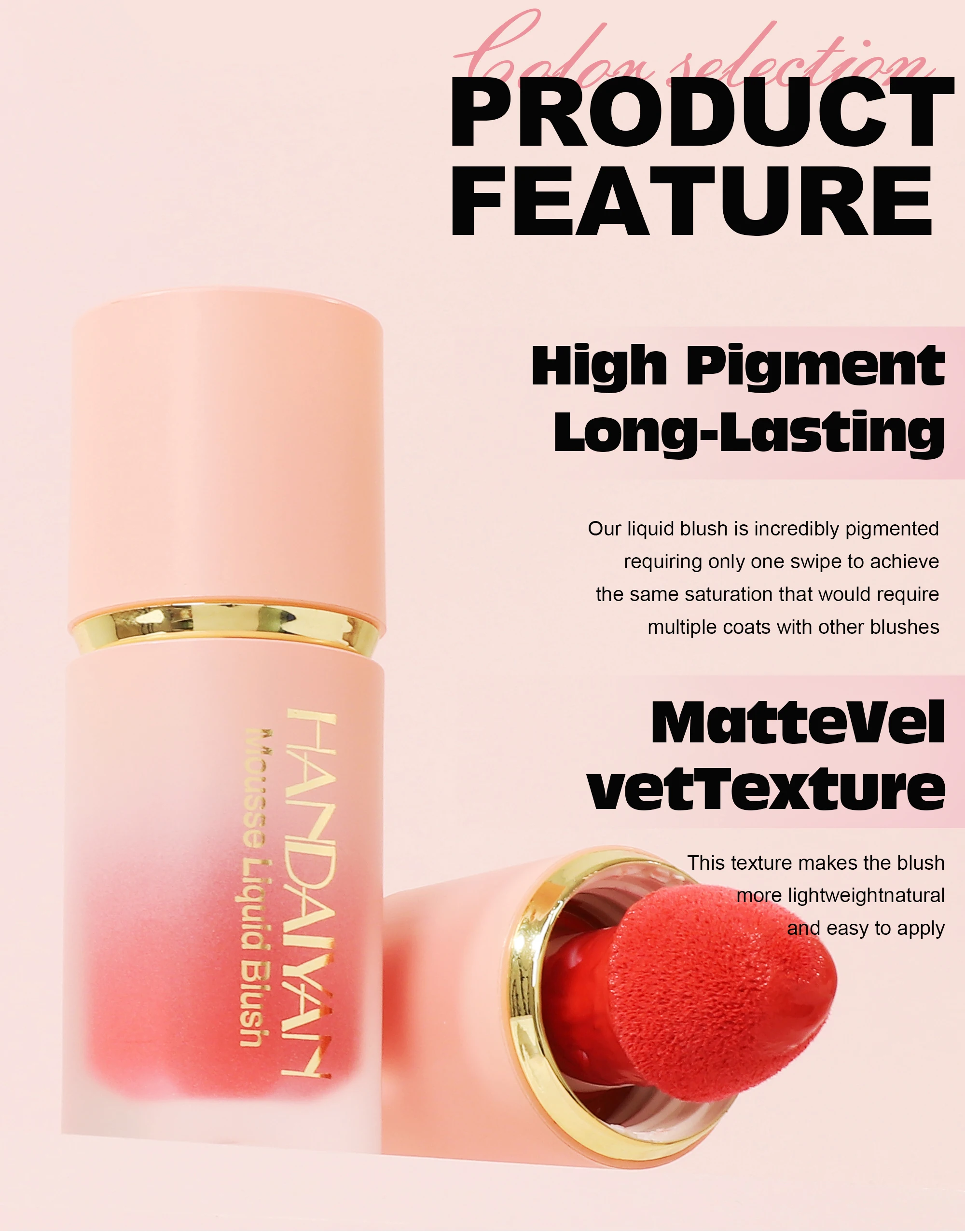Handaiyan Matte Glitter Face Liquid Blusher Smooth Cheek Eye Mousse Blush Highlighter Stick Rouge Waterproof Contour Makeup Handaiyan Matte Glitter Face Liquid Blusher Smooth Cheek Eye Mousse Blush Highlighter Stick Rouge Waterproof Contour Makeup