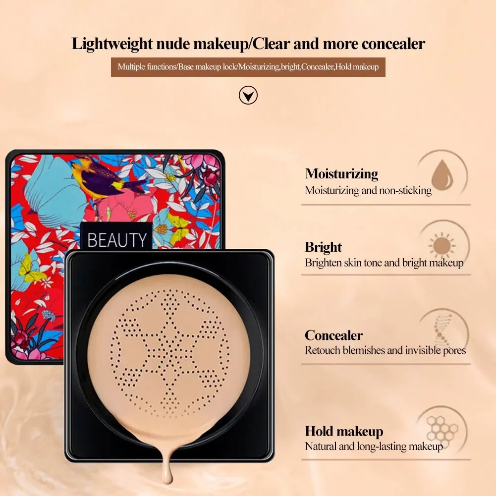 CC Cream Magic Foundation Mushroom Head Air Cushion Waterproof Brighten Foundation Cream Women Base Makeup Face Korean Cosmetics