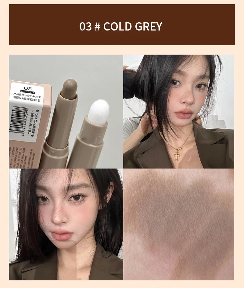 Nose Shadow Bronzers Contouring Makeup Pen Natural Grey Brown Three-dimensional Face Matte Shadow Cream Contour With Brush Nose Shadow Bronzers Contouring Makeup Pen Natural Grey Brown Three-dimensional Face Matte Shadow Cream Contour With Brush