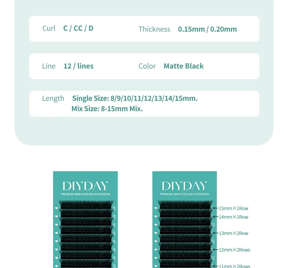 DIYDAY Flat Individual lash Extension 0.15 0.20 Split Tips Super Softer Eyelash Ellipse Flat Classic False Eyelashes Supplies