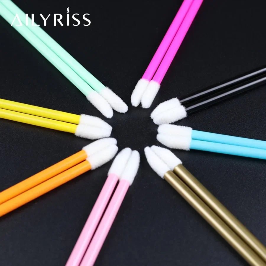 CNKESS  Wholesale 50pcs Disposable Cosmetic Lip Brush Lipstick Lip Glossy Wands Pen Cleaner Applicator Makeup Brushes Tools