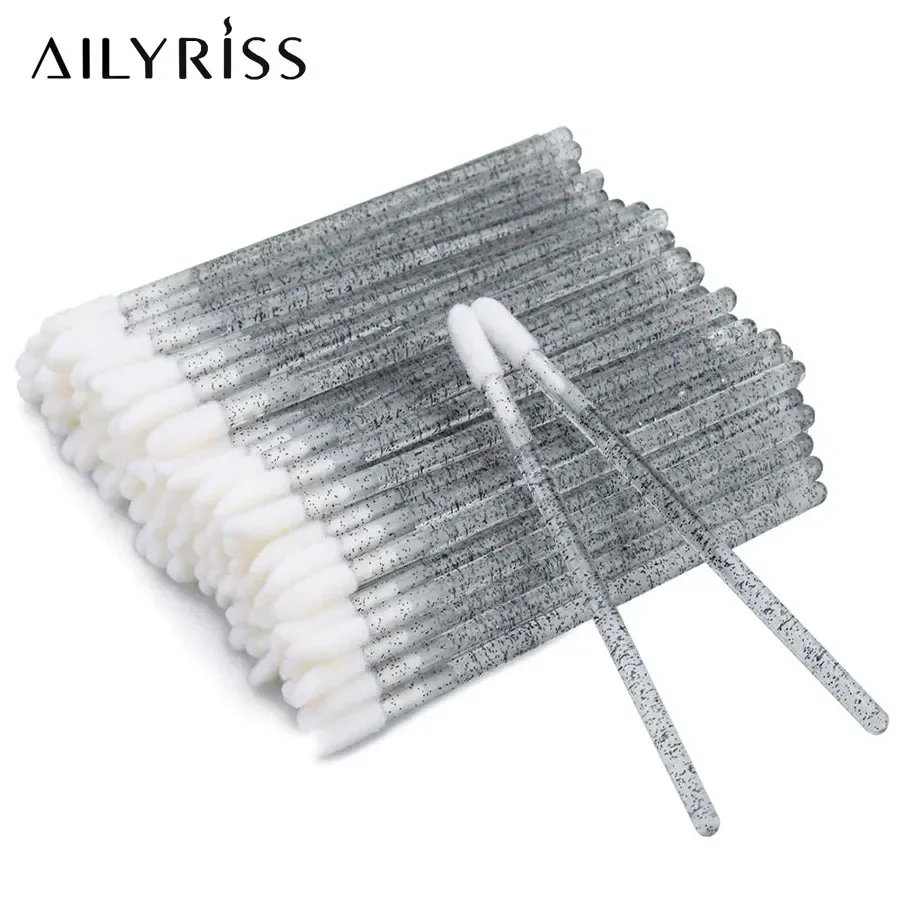CNKESS  Wholesale 50pcs Disposable Cosmetic Lip Brush Lipstick Lip Glossy Wands Pen Cleaner Applicator Makeup Brushes Tools