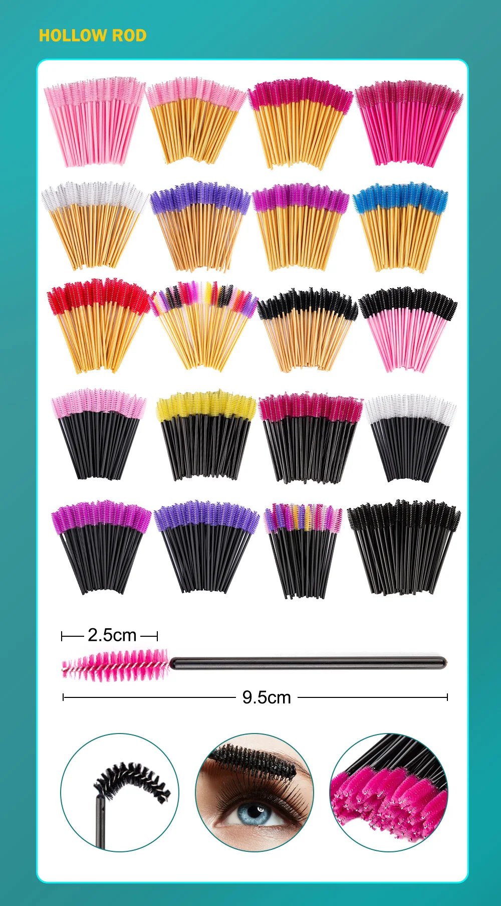 100/20 Disposable Mascara Wands Applicator Eyelash Brush Spoolies for Eye Lash Extension, Eyebrow and Makeup Crystal Cosmetic 100/20 Disposable Mascara Wands Applicator Eyelash Brush Spoolies for Eye Lash Extension, Eyebrow and Makeup Crystal Cosmetic