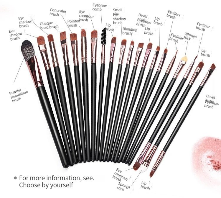 20 PCS Makeup Brush Set Eye Shadow Brush Set Foundation Brush Beauty Tools Super Soft Man-made Fibers Full Set