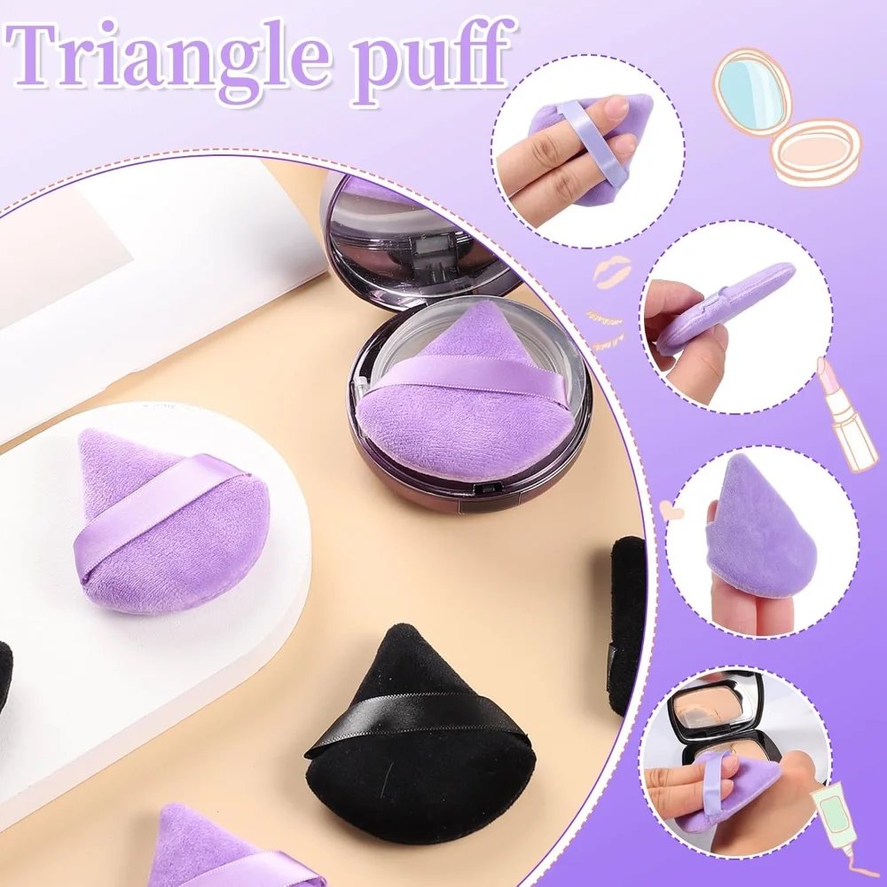 12 makeup puff sets: 3 fingertip puff, 3 triangle puff, 3 mini thumb drop egg and 3 drop egg, suitable for both wet and dry use