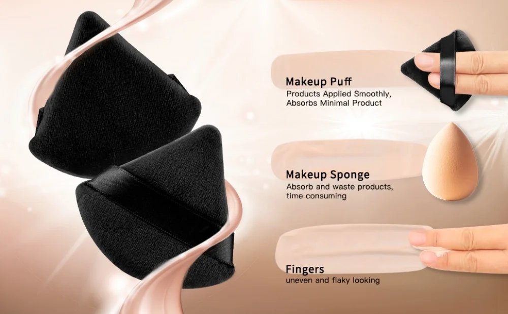 12 makeup puff sets: 3 fingertip puff, 3 triangle puff, 3 mini thumb drop egg and 3 drop egg, suitable for both wet and dry use