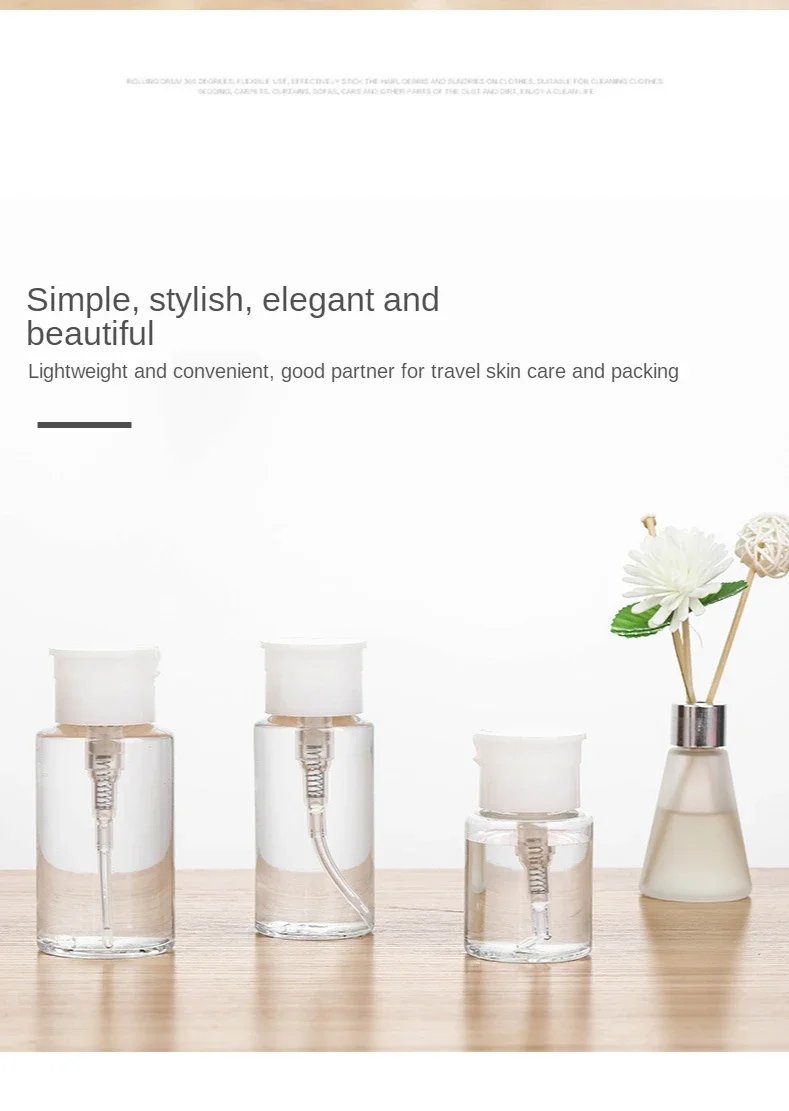 Refillable Bottles Push-type Bottling Push Down Empty Pump Dispenser Bottle for Nail Polish and Makeup Remover Bottle Packaging