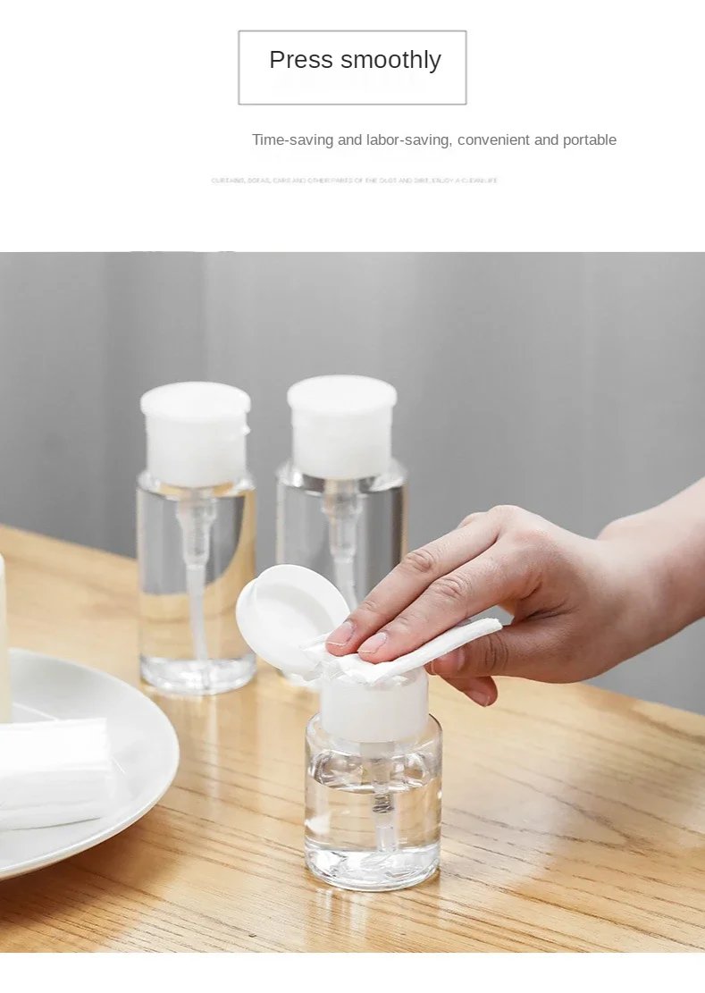 Refillable Bottles Push-type Bottling Push Down Empty Pump Dispenser Bottle for Nail Polish and Makeup Remover Bottle Packaging