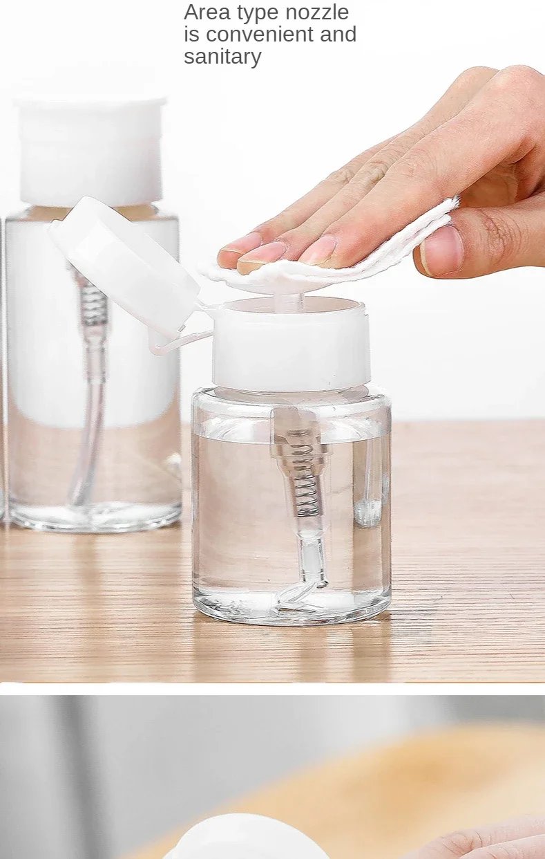Refillable Bottles Push-type Bottling Push Down Empty Pump Dispenser Bottle for Nail Polish and Makeup Remover Bottle Packaging