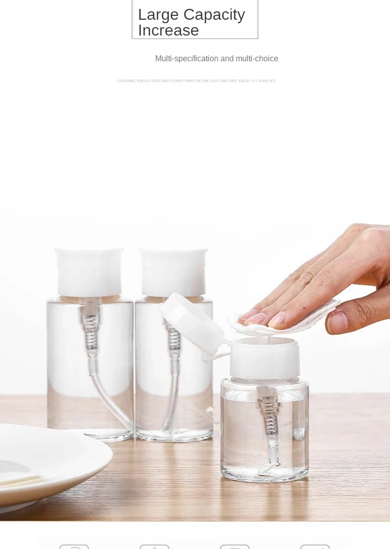 Refillable Bottles Push-type Bottling Push Down Empty Pump Dispenser Bottle for Nail Polish and Makeup Remover Bottle Packaging