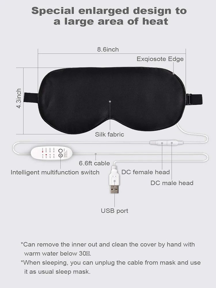 USB Heated Eye Mask Reusable USB Silk Steaming Eye Mask Eye Massager For Sleeping Eye Puffiness Anti Dark Circle Patch Eye Care USB Heated Eye Mask Reusable USB Silk Steaming Eye Mask Eye Massager For Sleeping Eye Puffiness Anti Dark Circle Patch Eye Care