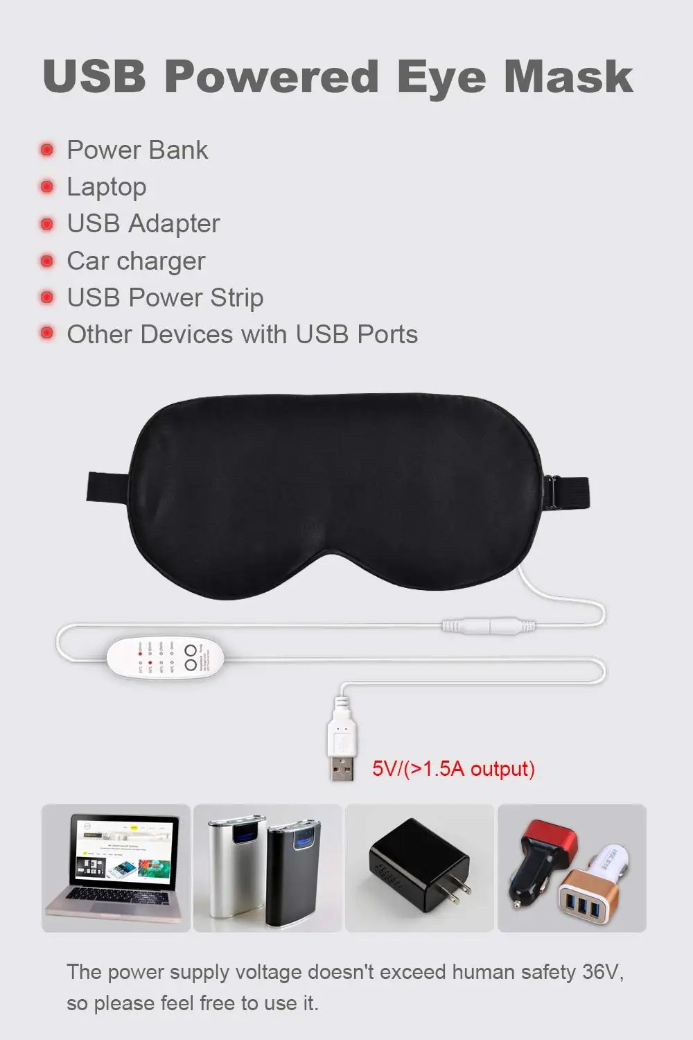 USB Heated Eye Mask Reusable USB Silk Steaming Eye Mask Eye Massager For Sleeping Eye Puffiness Anti Dark Circle Patch Eye Care