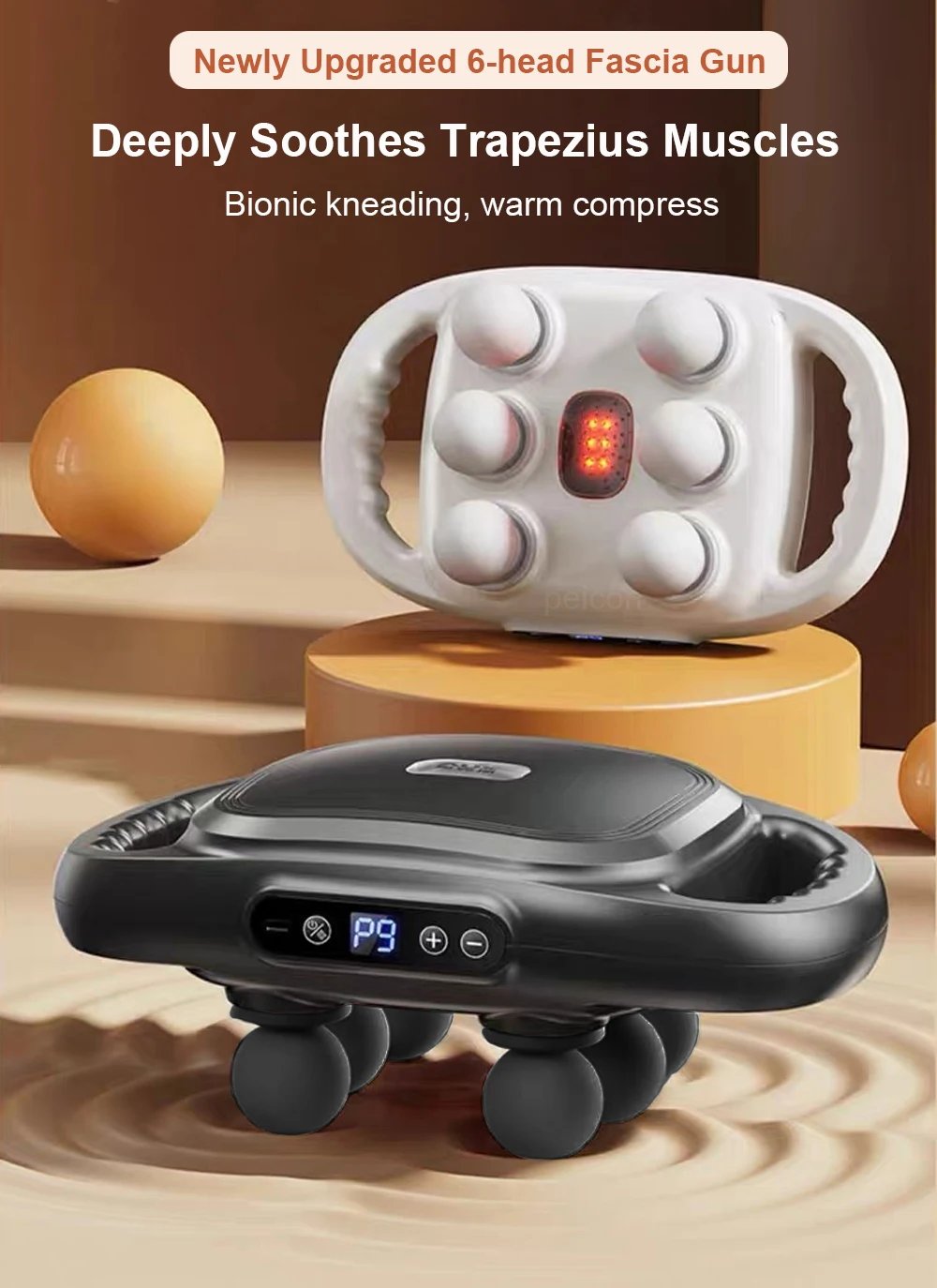 Fascia Gun 6 Heads Massage Gun Muscle Relaxation Electric Massager Body Massage Deep Tissue Muscle Relief Back Leg Neck