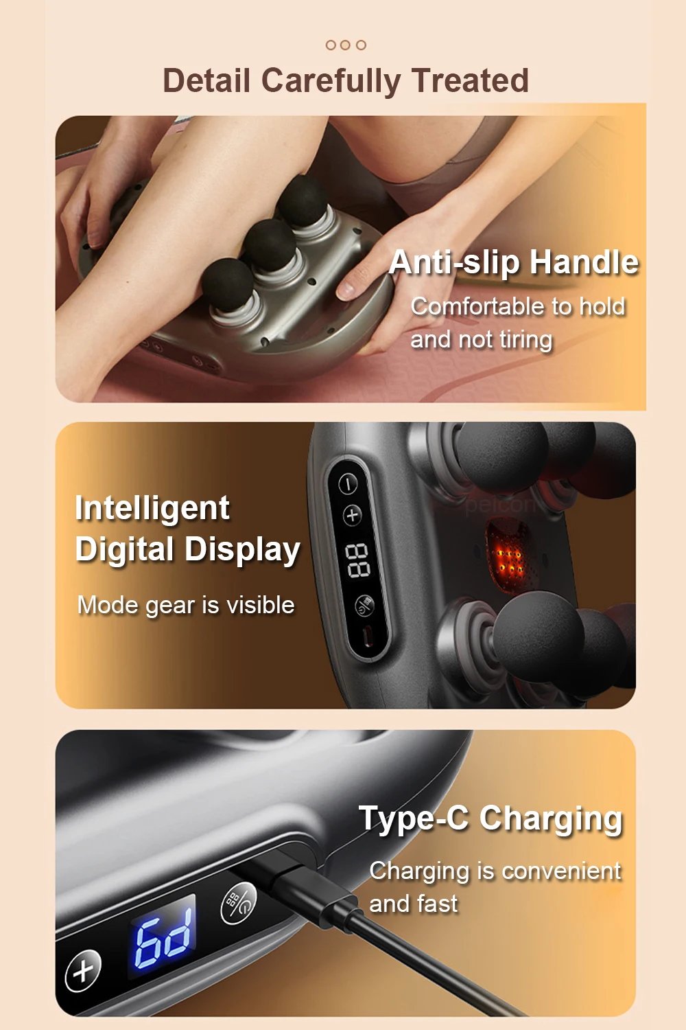 Fascia Gun 6 Heads Massage Gun Muscle Relaxation Electric Massager Body Massage Deep Tissue Muscle Relief Back Leg Neck