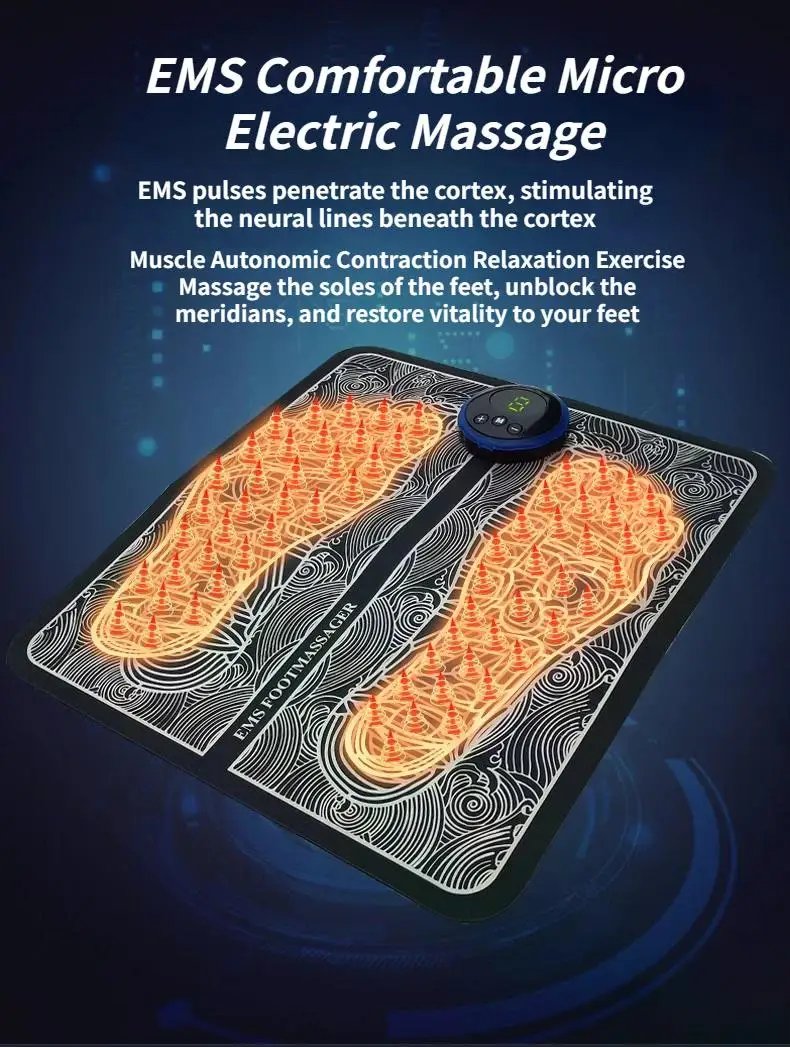 Electric EMS Foot Massager Pad Electrical Muscle Stimulation Foot Massager USB Charging Portable