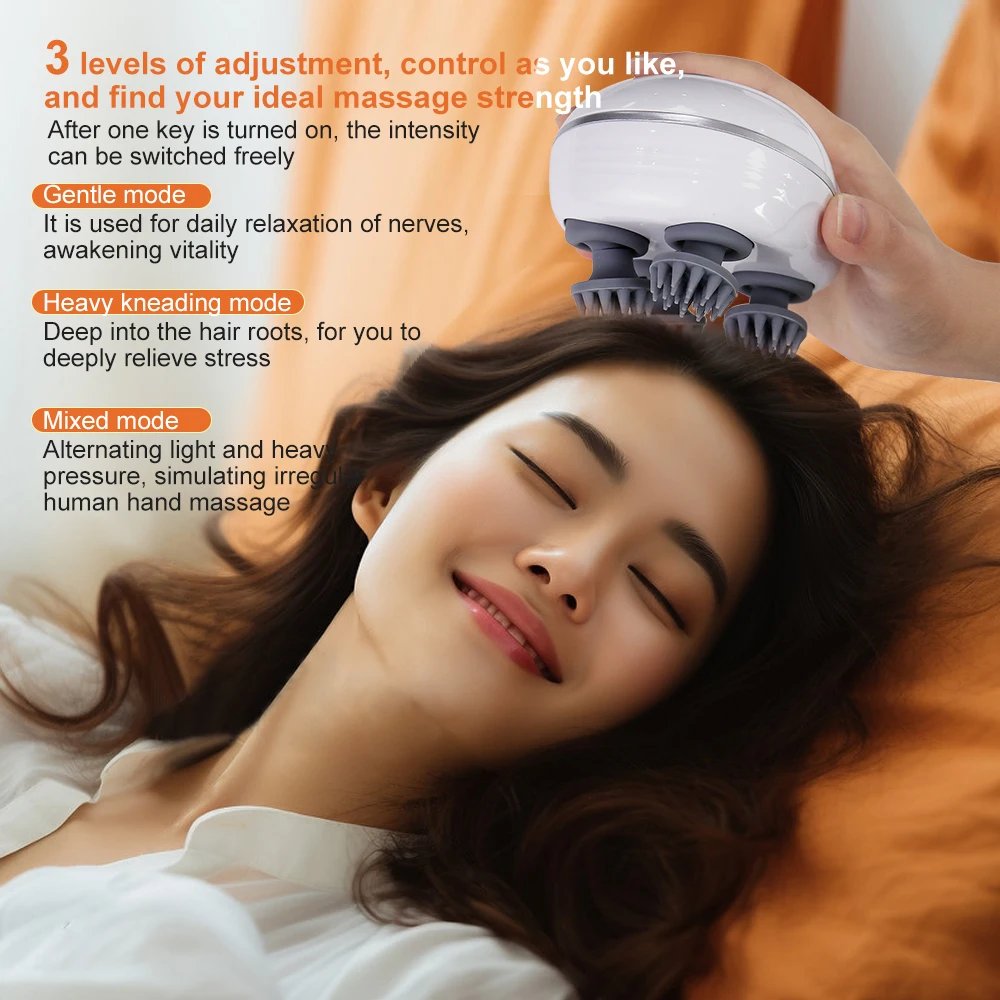 Head Scalp Massager for Red Light Promoting Hair Growth Kneading Vibration Soft Silicone Stress Relax Body Massage Health Care