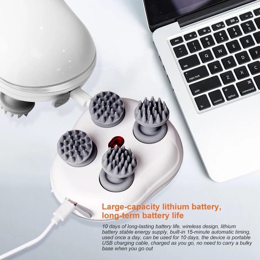 Head Scalp Massager for Red Light Promoting Hair Growth Kneading Vibration Soft Silicone Stress Relax Body Massage Health Care