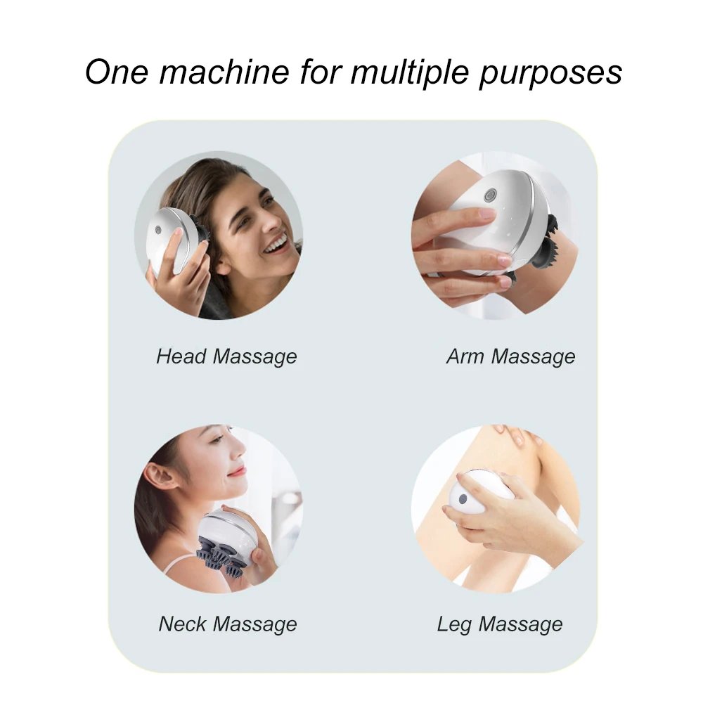 Head Scalp Massager for Red Light Promoting Hair Growth Kneading Vibration Soft Silicone Stress Relax Body Massage Health Care