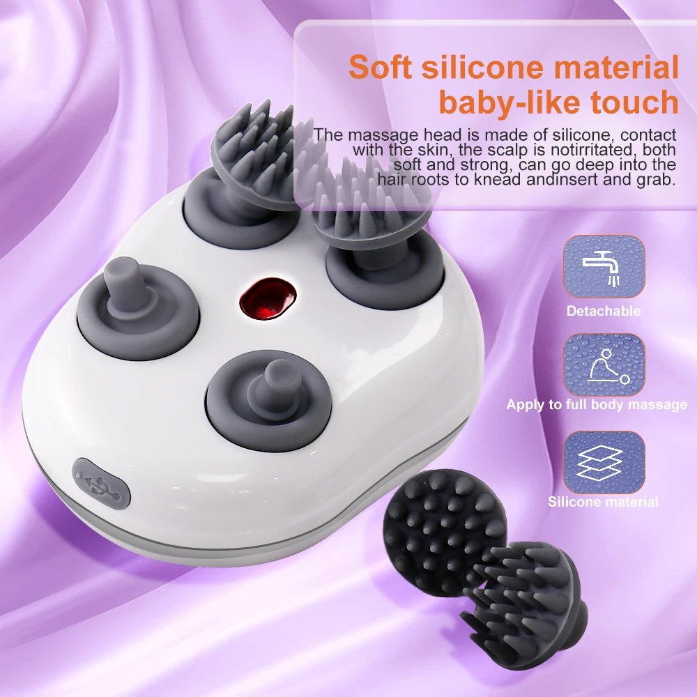 Head Scalp Massager for Red Light Promoting Hair Growth Kneading Vibration Soft Silicone Stress Relax Body Massage Health Care