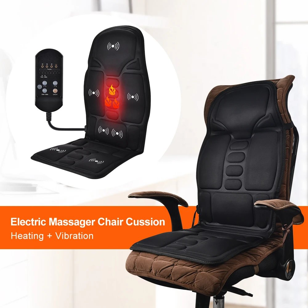 Electric Back Massager Infrared Full-Body Massage Chair Cushion Heating Vibrator Car Home Office Lumbar Neck Mattress Chair Mat