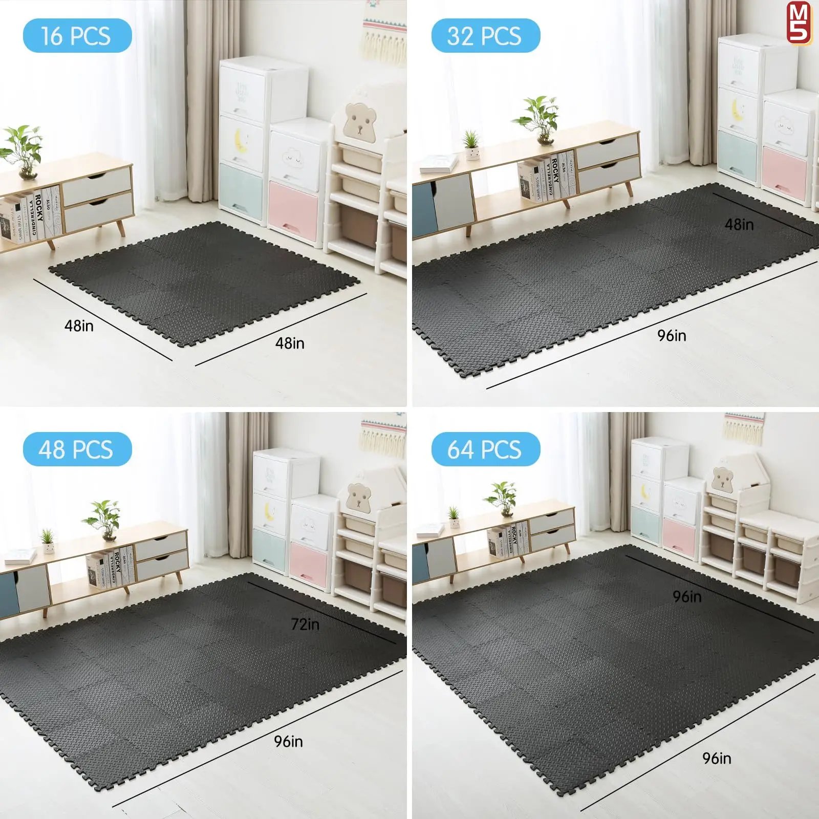 Massage Cushion EVA Foam Puzzle Exercise Mat for Home Gym, Interlocking Gym Floor Mats with Non-Slip Surface Acupressure Mat