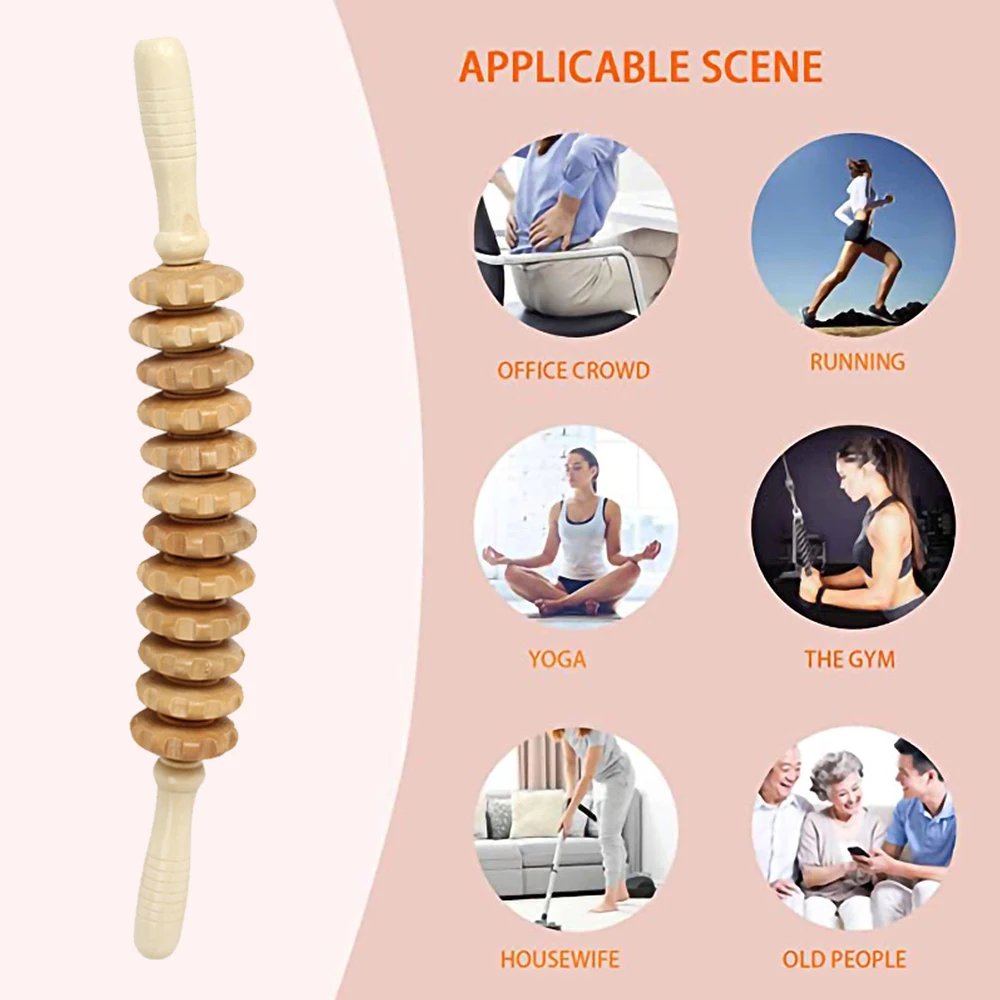 1 PC Wood Bendable Massage Roller Wooden Therapy Massager Tools,Lymphatic Drainage,Cellulite Trigger Point Manual Muscle Release