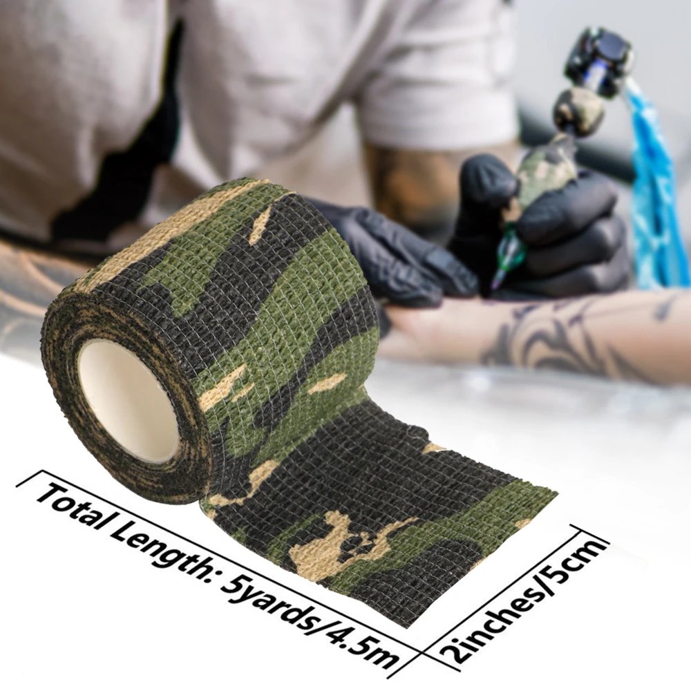 1pc 5*450cm Disposable Tattoo Machine Self-adhesive Flex Elastic Camouflage Bandage Grip Tube Wrap Elbow Stick Tape Accessory