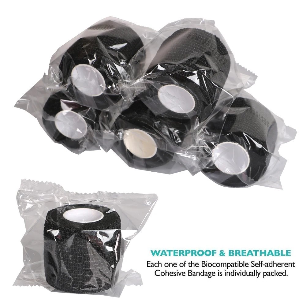 1pc 5*450cm Disposable Tattoo Machine Self-adhesive Flex Elastic Camouflage Bandage Grip Tube Wrap Elbow Stick Tape Accessory