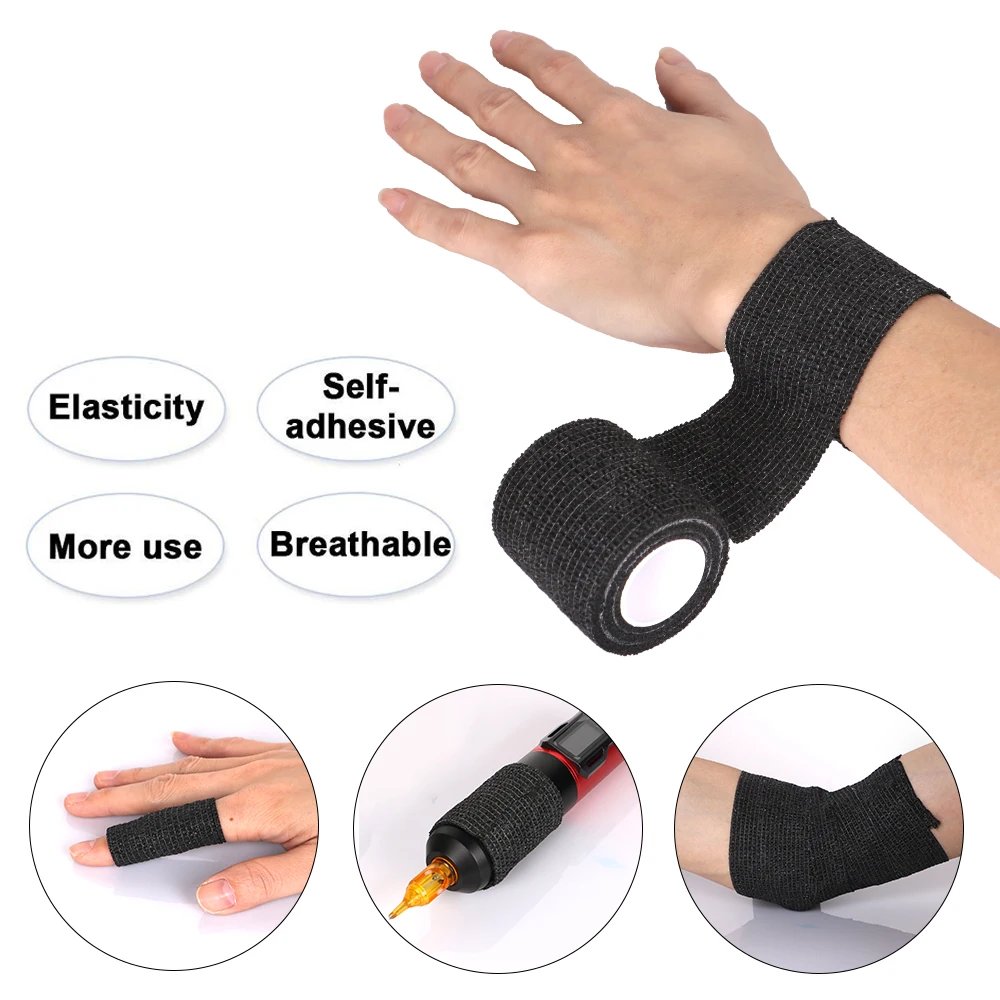 1pc 5*450cm Disposable Tattoo Machine Self-adhesive Flex Elastic Camouflage Bandage Grip Tube Wrap Elbow Stick Tape Accessory