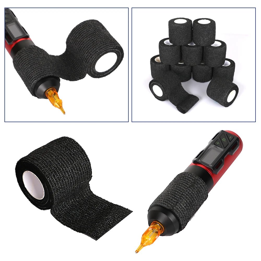 1pc 5*450cm Disposable Tattoo Machine Self-adhesive Flex Elastic Camouflage Bandage Grip Tube Wrap Elbow Stick Tape Accessory