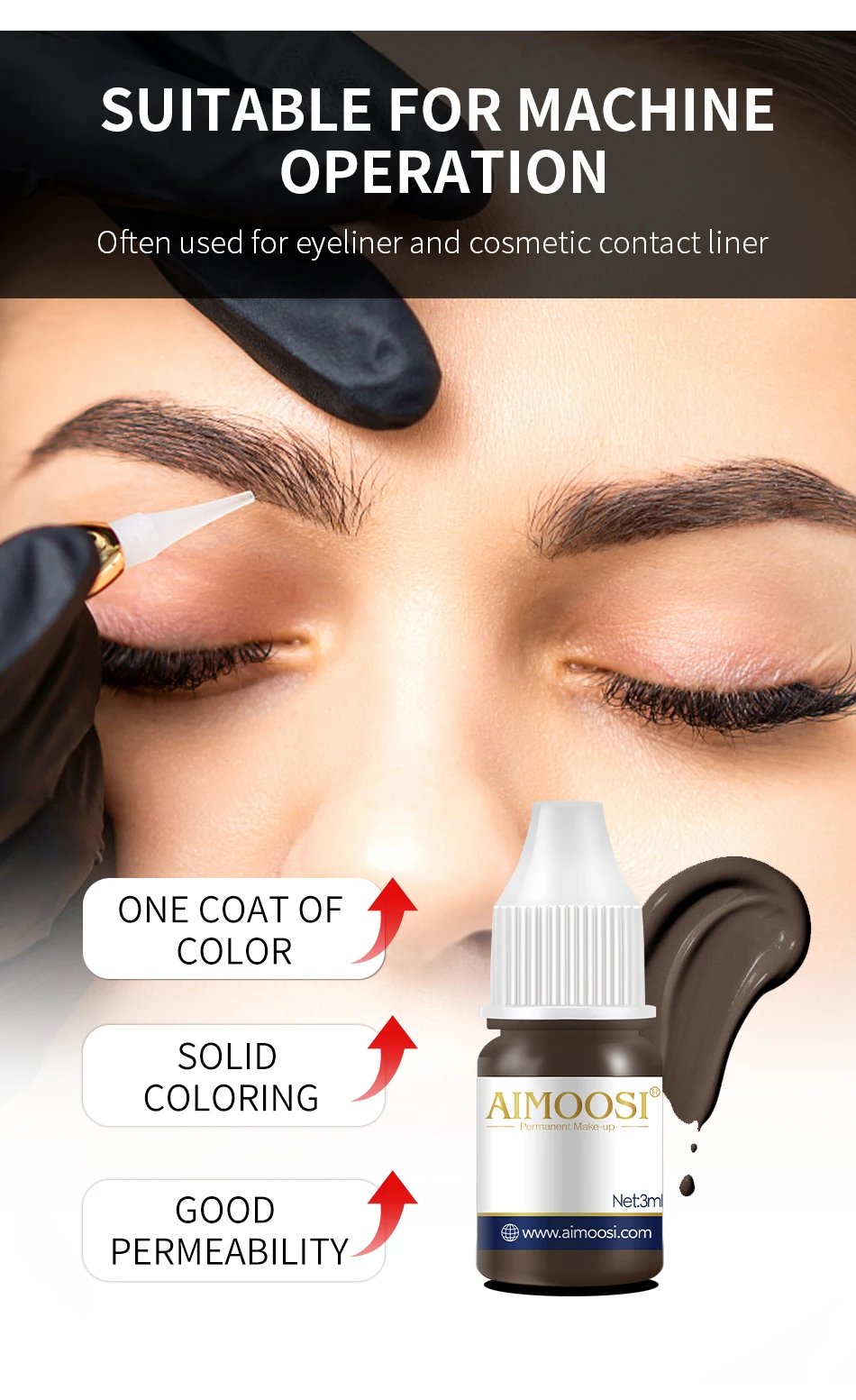 AIMOOSI 3ml Microblading Tattoo Pigments Paint Ink For Eyeliner Lips Eyebrows Semi Permanent Body Art Gloss Tint Makeup Airbrush