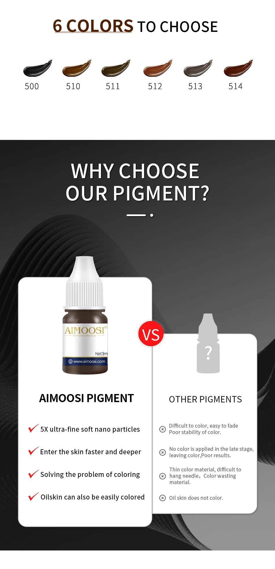 AIMOOSI 3ml Microblading Tattoo Pigments Paint Ink For Eyeliner Lips Eyebrows Semi Permanent Body Art Gloss Tint Makeup Airbrush