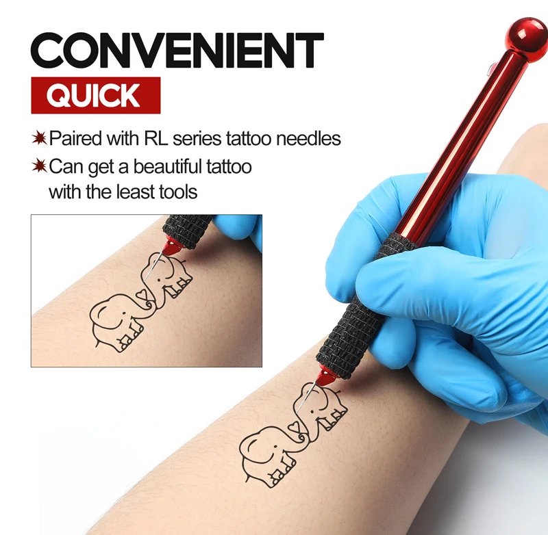 1 Set Hand Poke Pen and Stick Tool Tattoo Needle Holder Tattoo Ink Cup Pigment Glover Grommet Bandage Kit