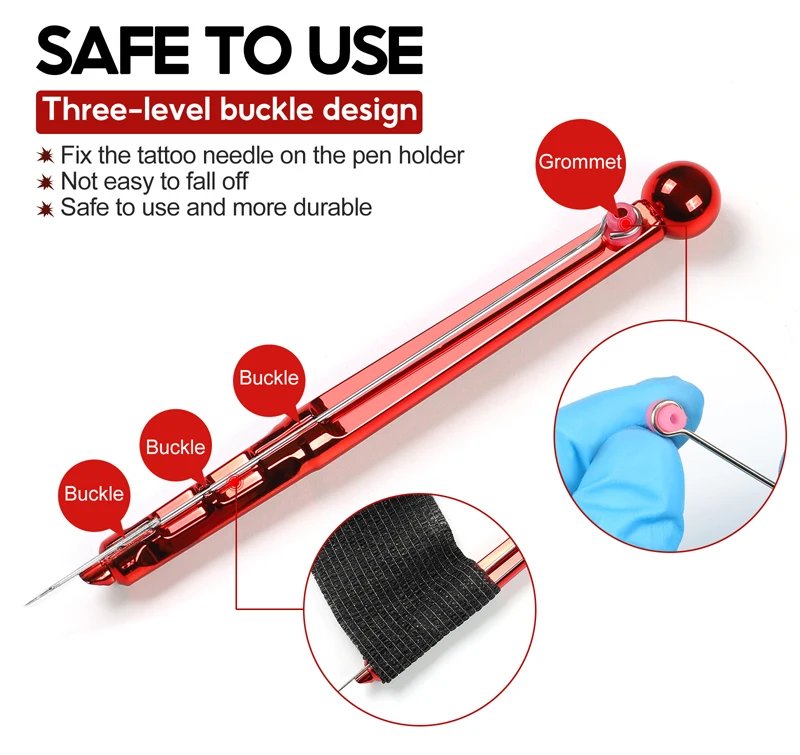 1 Set Hand Poke Pen and Stick Tool Tattoo Needle Holder Tattoo Ink Cup Pigment Glover Grommet Bandage Kit