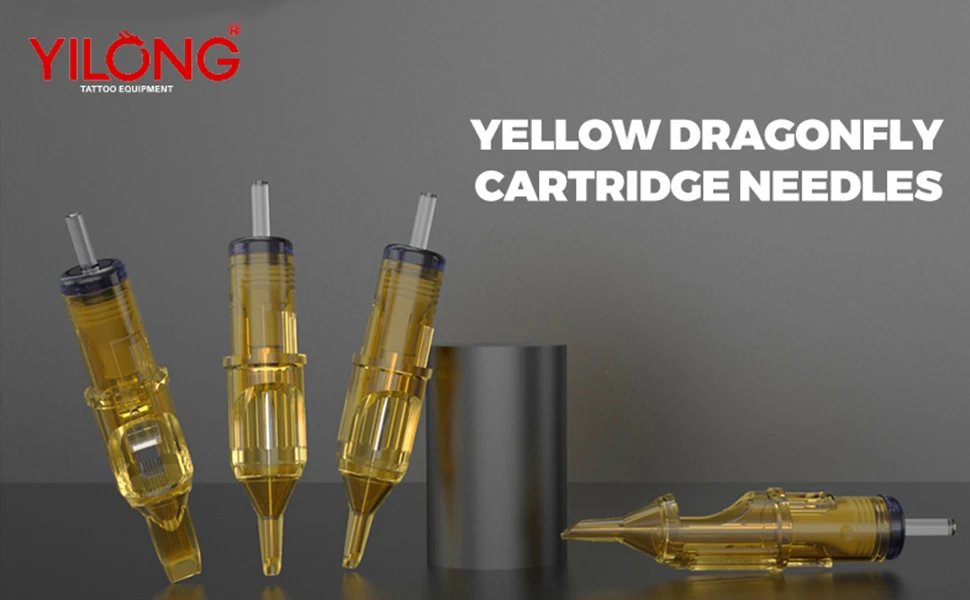 10pcs Yellow Dragonfly Tattoo Cartridge Needle 1 3 5 7 9 11 13 14 15 RL RM RS M1 For Tattoo Machine Pen Needle Accessories