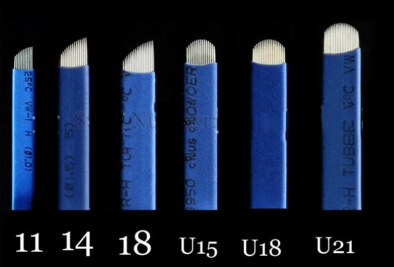 50pcs Microblading 0.18mm Tebori Blades Needles Tattoo needles Permanent Makeup Needle 7 9 12 14 17 21 Manual Eyebrow Blades