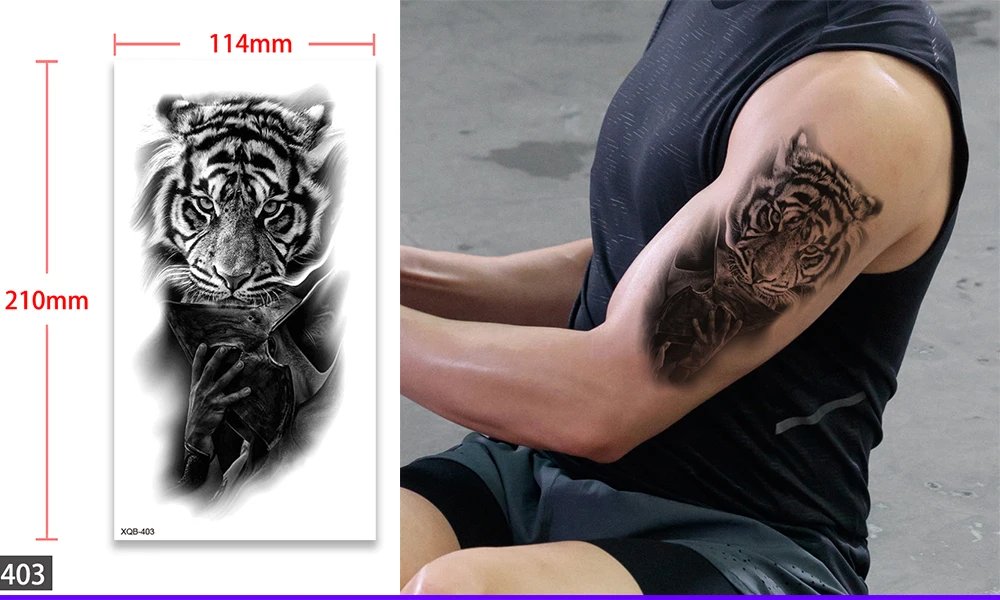 Waterproof Temporary Fake Tattoo Sticker,Water Transfer Decals,Lion Wolf Tiger Moon Crown,Body Art for Sexy Cool Man Women Arm